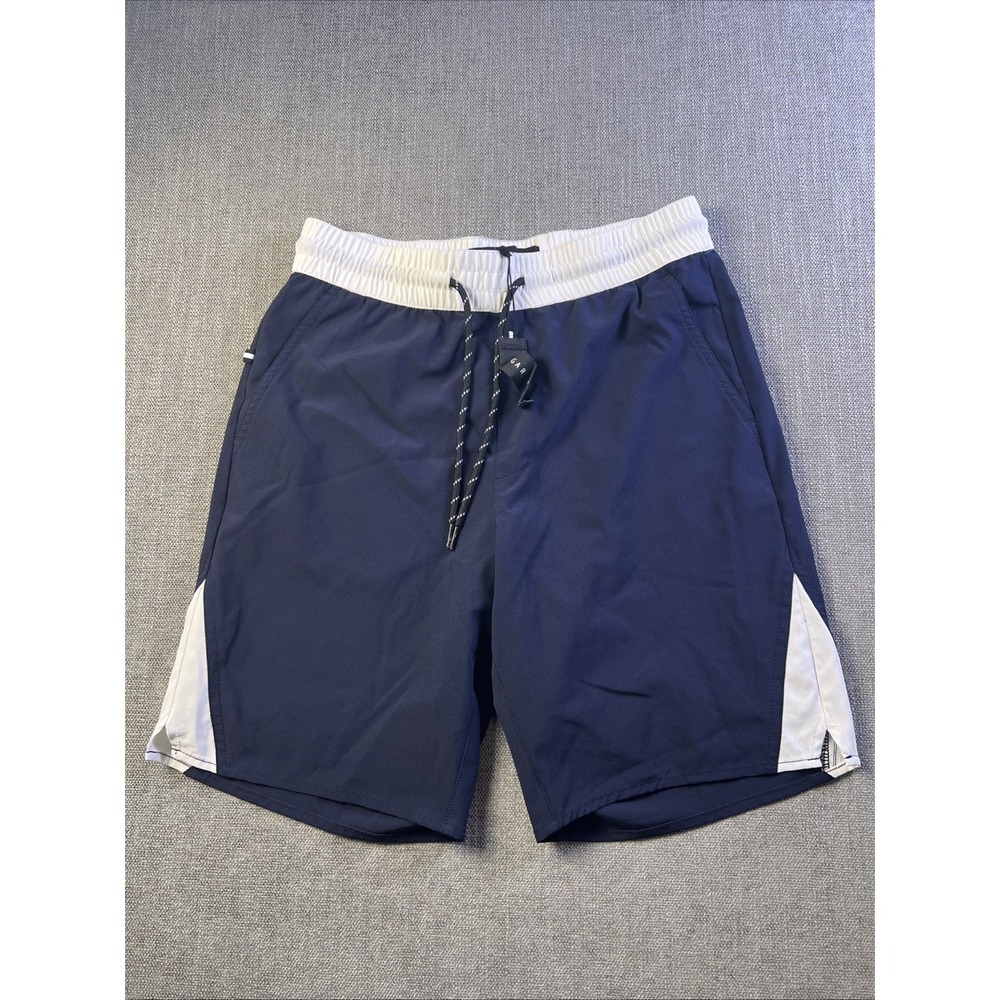 Edgar + Ash Men's Swimming Trunks Size Small Navy Blue‎ White Pockets New
